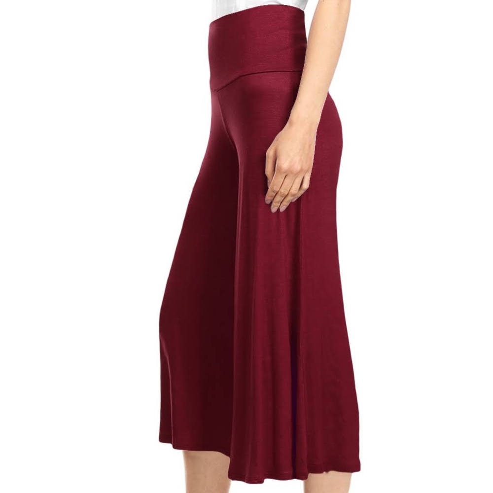 Zink Womens Knit Culottes Pants Wine Red